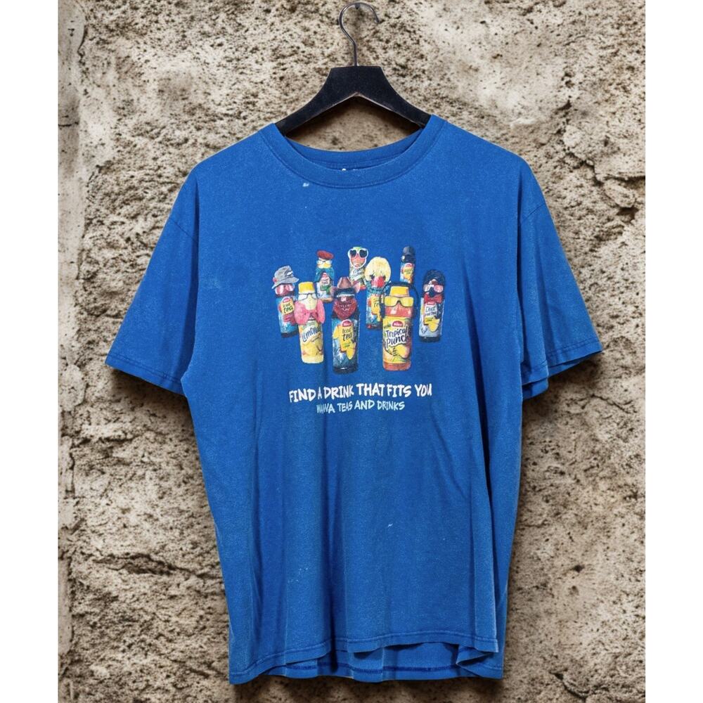 Wawa Iced Tea Employee T Shirt XL Blue Dress Your Bottle Y2K Rare Vintage